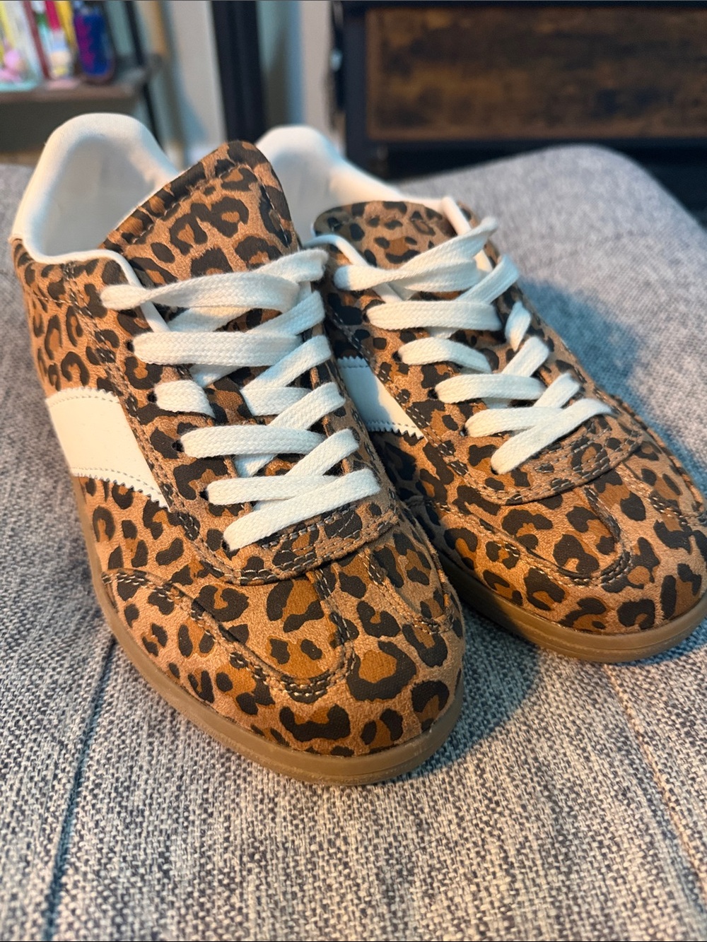 Universal Thread Leopard Print Lace-Up Sneakers in Brown and Black